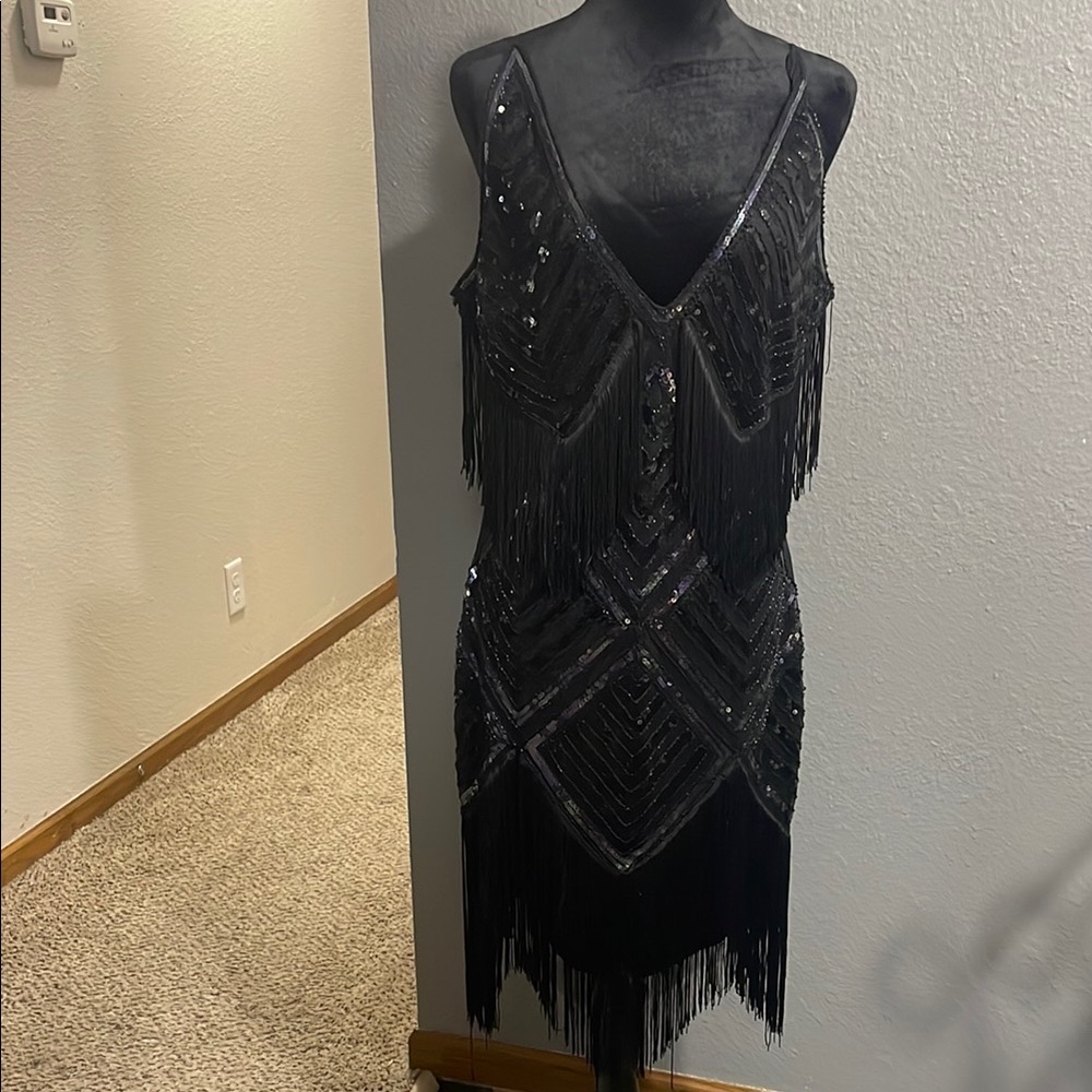 BABEYOND legant Black Fringe Dress
